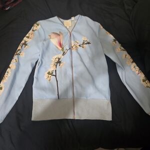 Ted Baker Light Blue Floral Bomber Jacket